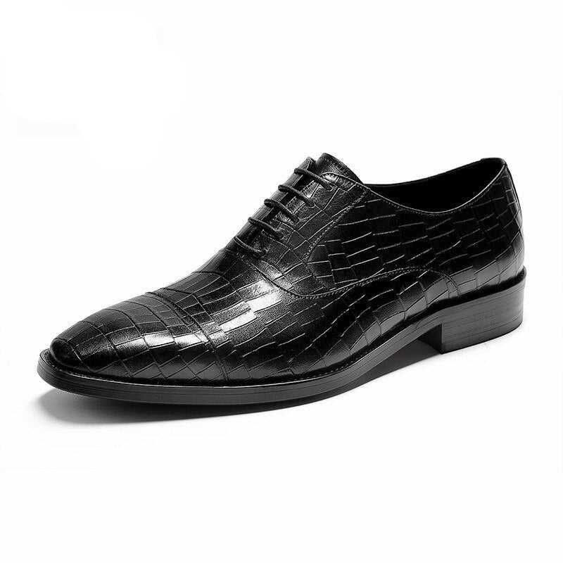 Men's Genuine Leather Round Toe Lace-up Closure Formal Shoes