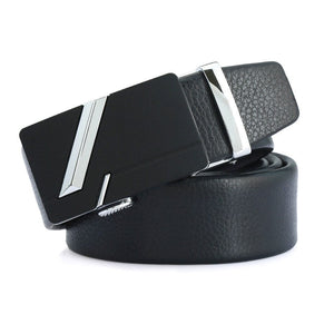 Men's Split Leather Buckle Closure Trendy Solid Pattern Belts