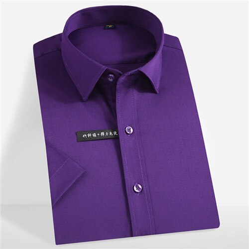 Men's Polyester Turndown Collar Single Breasted Formal Wear Shirt