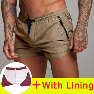 Men's Elastic Drawstring Waist Plain Quick-Dry Pocket Shorts