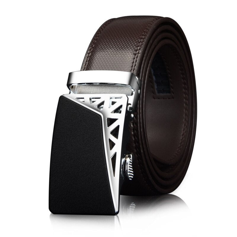 Men's Cowskin Genuine Leather Automatic Buckle Strap Casual Belts