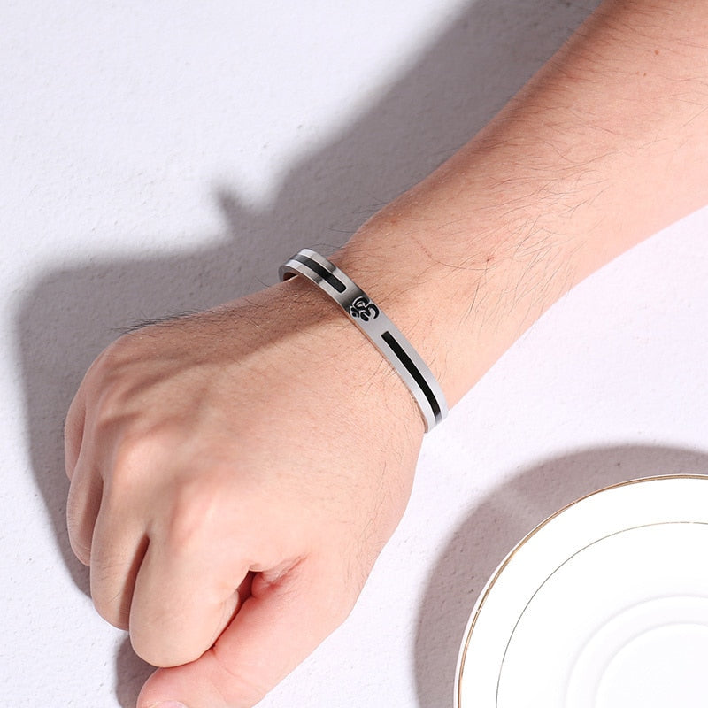 Men's Stainless Steel Toggle Clasp Round Pattern Casual Bracelet