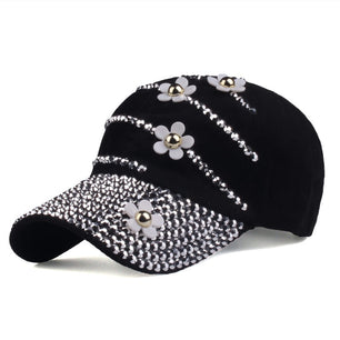 Women's Cotton Adjustable Strap Sun Protection Floral Baseball Cap