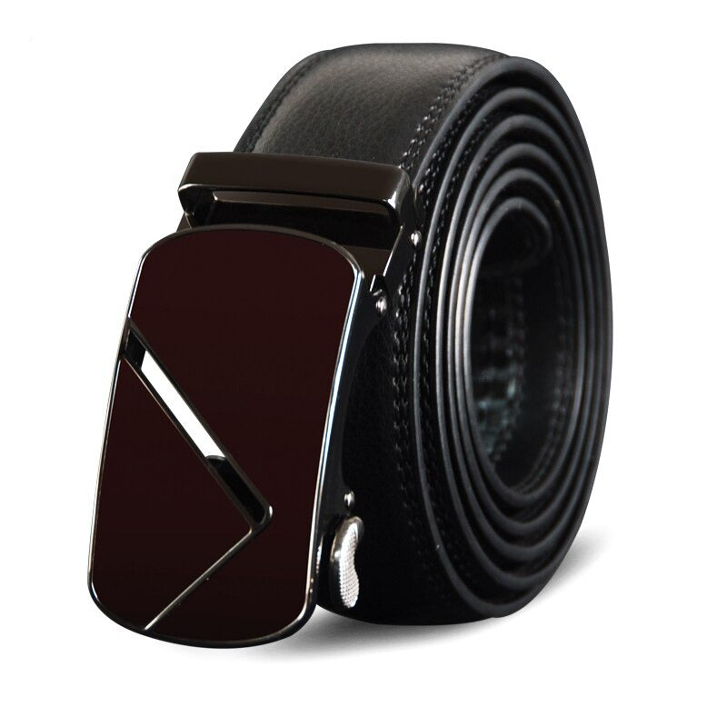 Men's Cowskin Genuine Leather Automatic Buckle Closure Belts