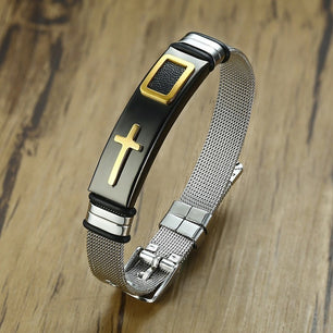 Men's Metal Adjustable Link Chain Easy-Hook Cross Bracelets