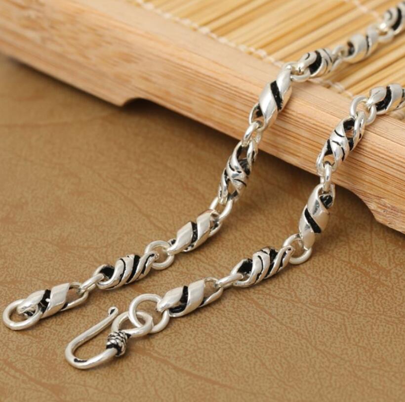 Men's 100% 925 Sterling Silver Link Chain Geometric Necklace