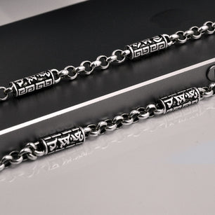 Men's 100% 925 Sterling Silver Link Chain Geometric Necklace