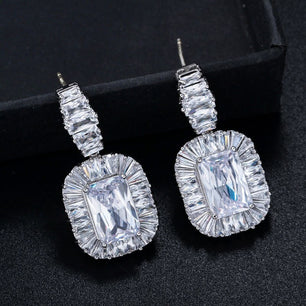 Women's Copper Cubic Zirconia Geometric Elegant Drop Earrings