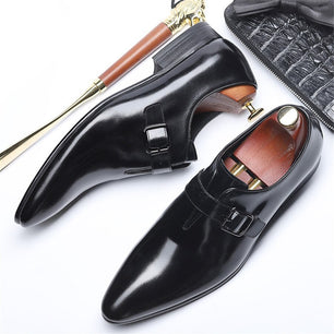 Men's Genuine Leather Pointed Toe Slip-On Closure Vintage Shoes