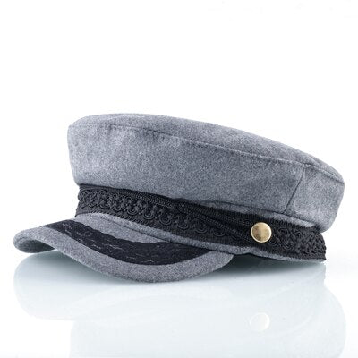 Men's Wool Plain Pattern Double Layer Baseball Military Hats