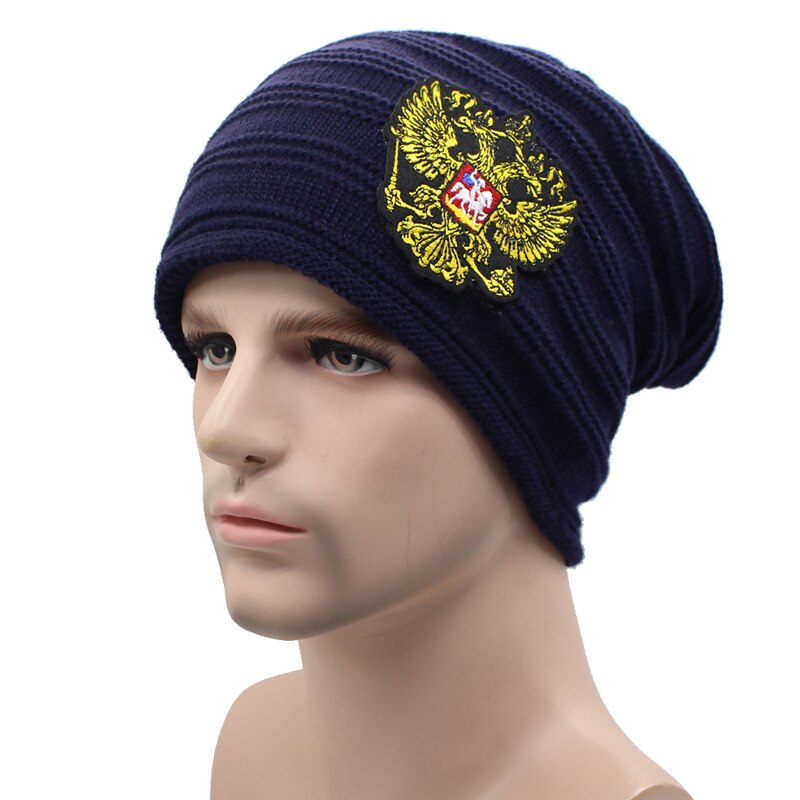 Men's Acrylic Knitted Striped Pattern Casual Skullies Winter Cap