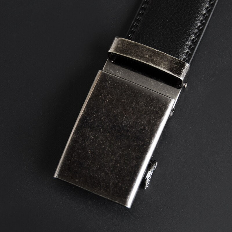Men's Cowskin Automatic Metal Buckle Trendy Solid Strap Belt