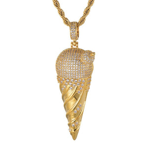 Men's Metal Copper Hip-Hop Cubic Zircon Ice Cream Shape Necklaces