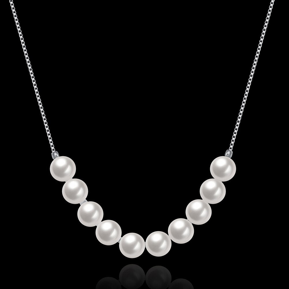 Women's 100% 925 Sterling Silver Zircon Round Trendy Necklaces