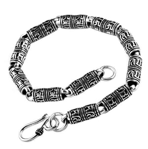 Men's 100% 925 Sterling Silver Geometric Pattern Strand Bracelet