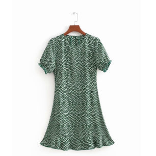 Women's O-Neck Short Sleeve Floral Vintage Casual Wear Dress