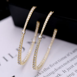 Women's 100% 925 Sterling Silver Party Zirconia Hoop Earrings