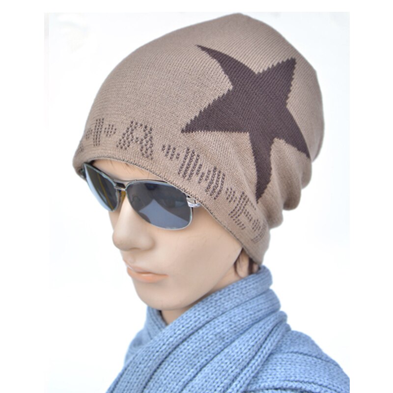 Men's Cotton Knitted Geometric Pattern Casual Skullies Winter Cap