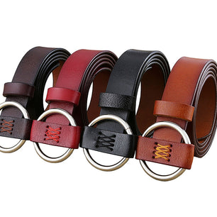 Women's Cowskin Genuine Leather Solid Pattern Pin Buckle Belts