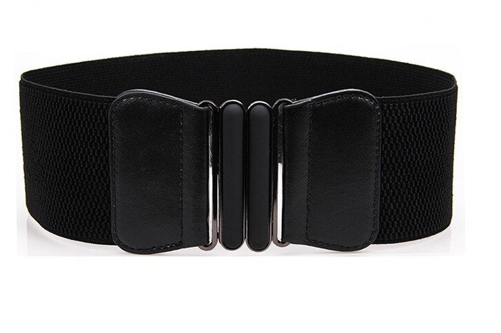 Women's PU Buckle Closure Stretch Wide Waist Cummerbund Belts