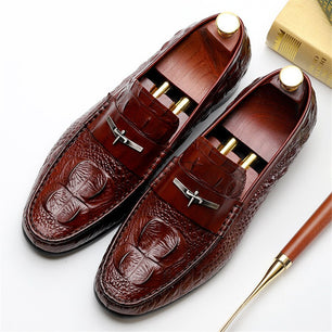 Men's Genuine Leather Round Toe Slip-On Closure Casual Shoes