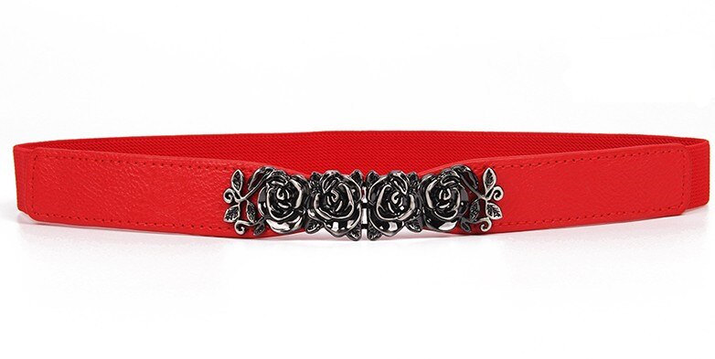 Women's PU Leather Buckle Closure Floral Wedding Trendy Belts