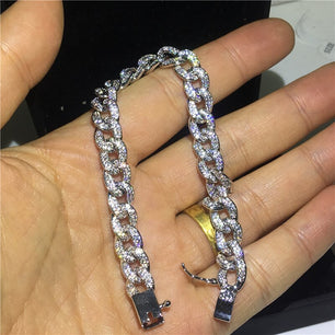 Men's Gold Filled Zircon Geometric Hip-Hop Wedding Bracelet