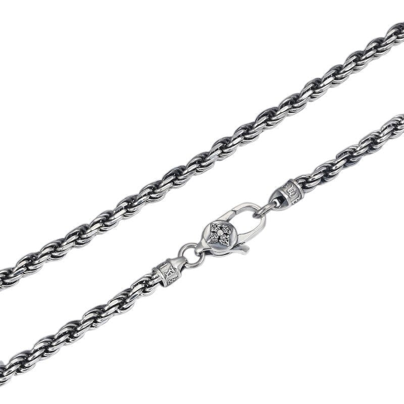 Men's 100% 925 Sterling Silver Rope Chain Elegant Necklaces