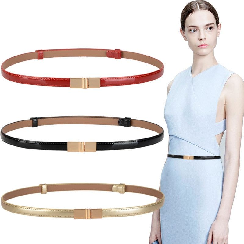 Women's PU Leather Buckle Closure Adjustable Waistband Belts