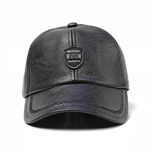 Men's Leather Adjustable Plain Pattern Snapback Vintage Caps