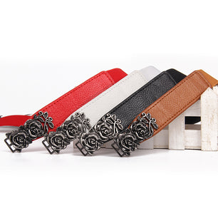 Women's PU Leather Buckle Closure Floral Wedding Trendy Belts