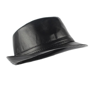 Men's Faux Leather Casual Wear Solid Pattern Warm Brim Hats