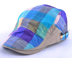 Women's Cotton Adjustable Sun Protection Plaid Visors Peaked Cap