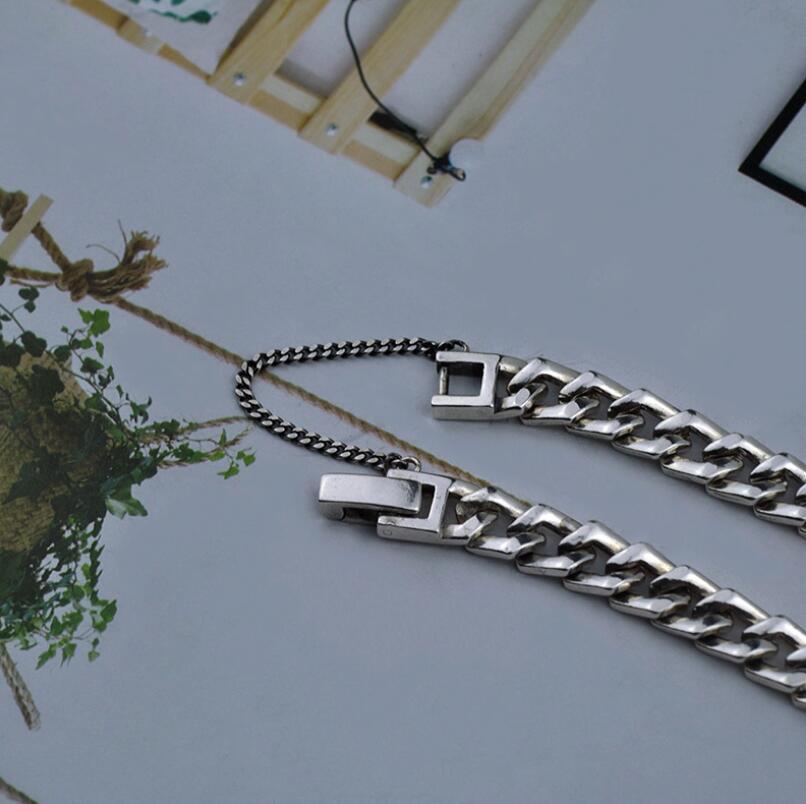 Men's 100% 925 Sterling Silver Link Chain Geometric Bracelet