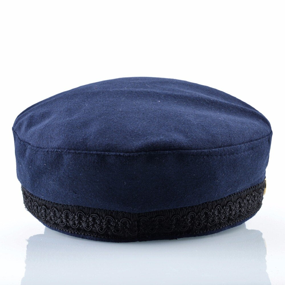 Men's Wool Plain Pattern Double Layer Baseball Military Hats