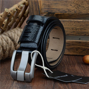 Men's Cowskin Genuine Leather Automatic Buckle Closure Belts