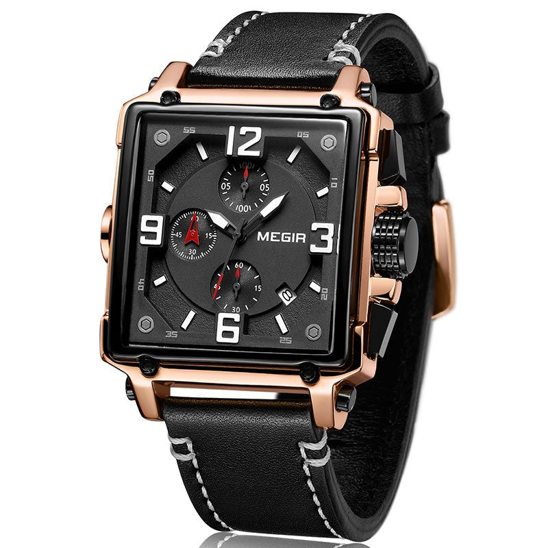 Men's Alloy Buckle Clasp Water-Resistant Quartz Square Watches