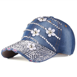 Women's Cotton Adjustable Strap Sun Protection Floral Baseball Cap