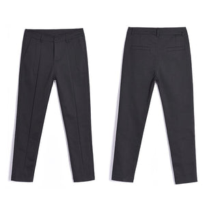 Women's Cotton High Waist Button Fly Closure Solid Formal Pants