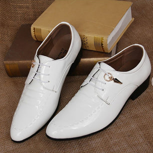 Men's Pointed Toe PU Lace-Up Closure Luxury Formal Wear Shoes