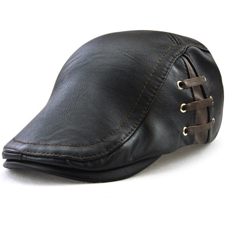 Men's Faux Fur Leather Adjustable Snapback Baseball Casual Cap