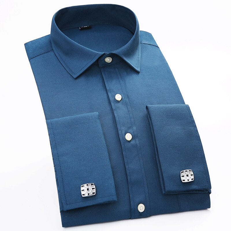 Men's 100% Cotton Single Breasted Plain Pattern Formal Shirt