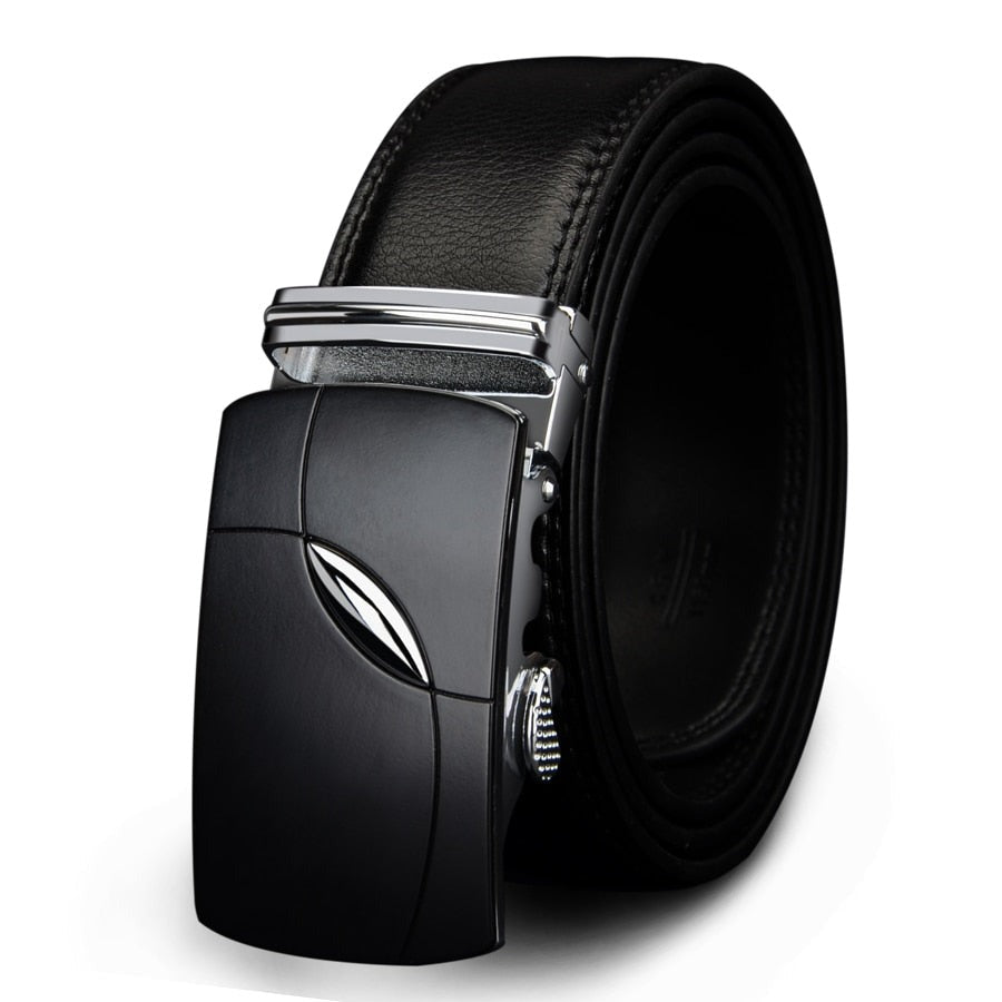 Men's Cowskin Automatic Metal Buckle Trendy Solid Strap Belt