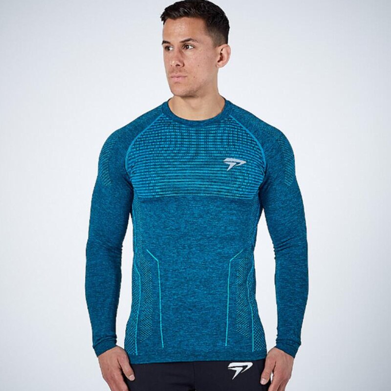 Men's Polyester O-Neck Quick Dry Gym Wear Striped Pattern Shirt