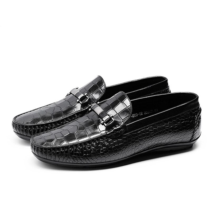 Men's Cow Leather Breathable Slip-On Closure Loafer Casual Shoes