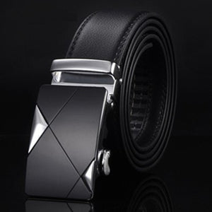 Men's Genuine Leather Solid Strap Alloy Automatic Buckle Belt