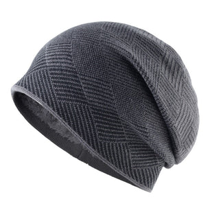 Men's Polyester Skullies Beanies Double-Layer Knitted Hip Hop Cap