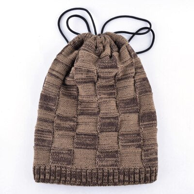 Men's Acrylic Knitted Plaid Pattern Novelty Skullies Winter Cap