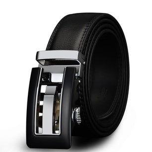 Men's Cowskin Genuine Leather Automatic Buckle Closure Belts