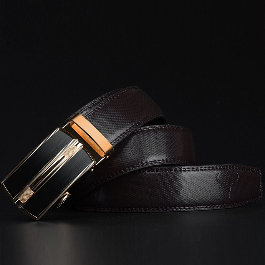 Men's Cowskin Automatic Buckle Closure Casual Wear Plain Belts